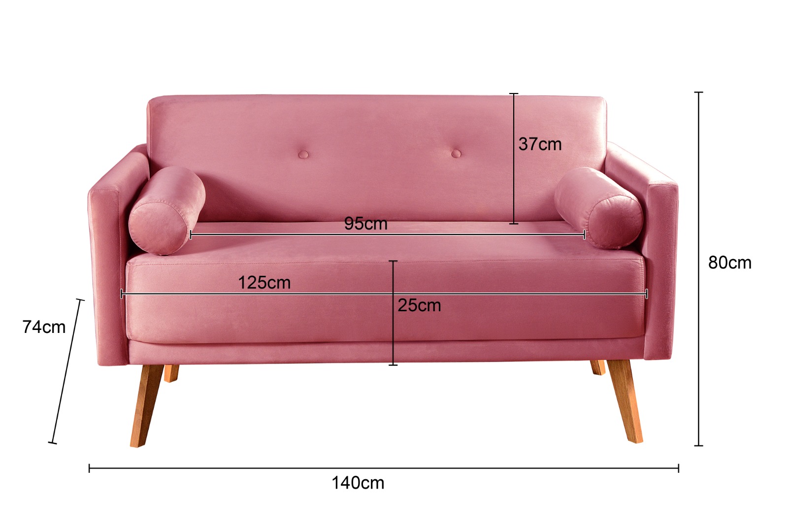 Namoradeira Sofá 2 Lugares Luma - Suede Rosa