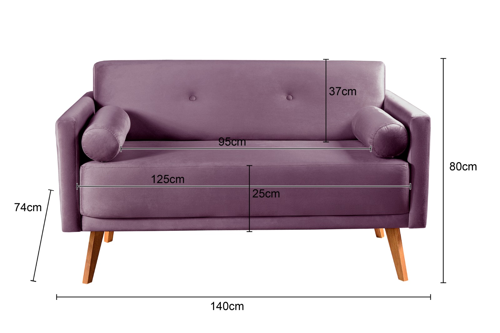 Namoradeira Sofá 2 Lugares Luma - Veludo Roxo