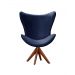 Poltrona Alice Egg Lisa Base Giratória De Madeira - Suede Azul Marinho