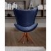 Poltrona Alice Egg Lisa Base Giratória De Madeira - Suede Azul Marinho