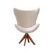 Poltrona Alice Egg Lisa Base Giratória De Madeira - Suede Bege Claro