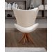 Poltrona Alice Egg Lisa Base Giratória De Madeira - Suede Bege Claro