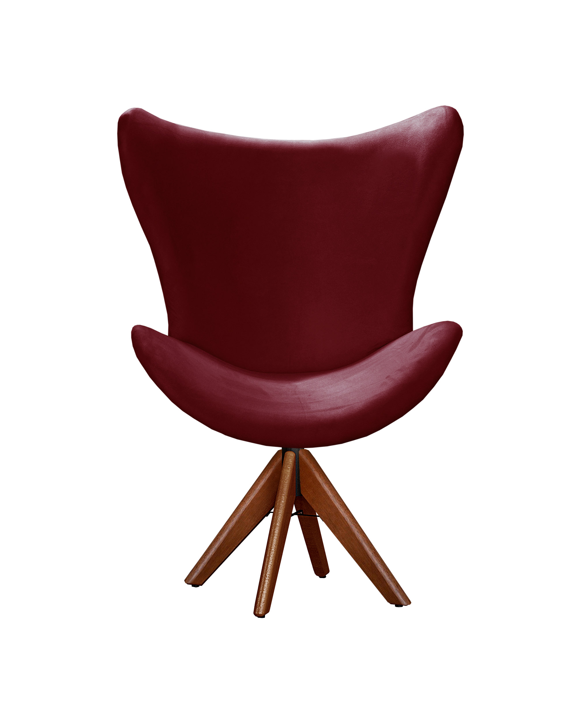 Poltrona Alice Egg Lisa Base Giratória De Madeira - Suede Bordô