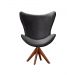 Poltrona Alice Egg Lisa Base Giratória De Madeira - Suede Cinza Grafite
