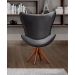 Poltrona Alice Egg Lisa Base Giratória De Madeira - Suede Cinza Grafite