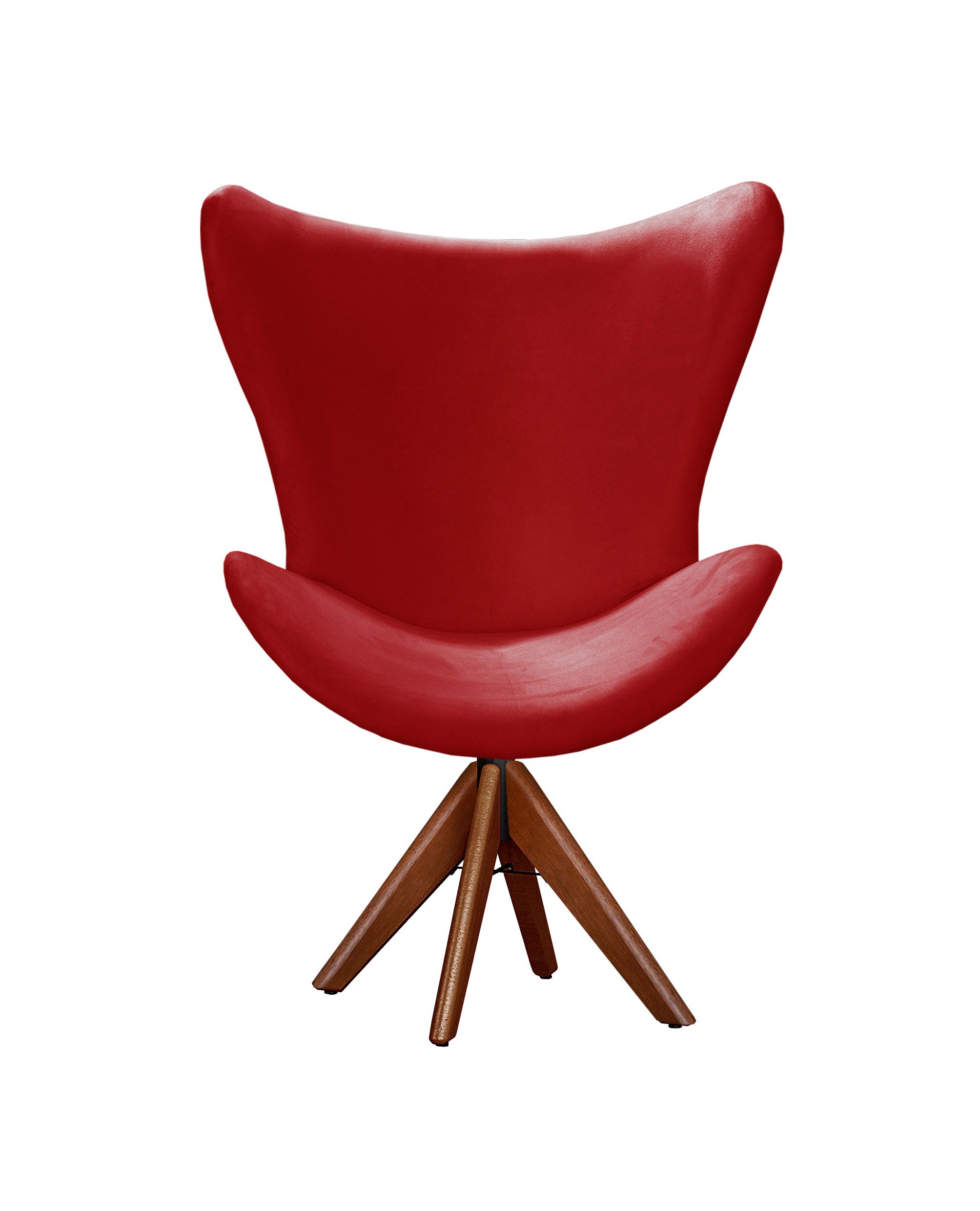Poltrona Alice Egg Lisa Base Giratória De Madeira - Suede Vermelho