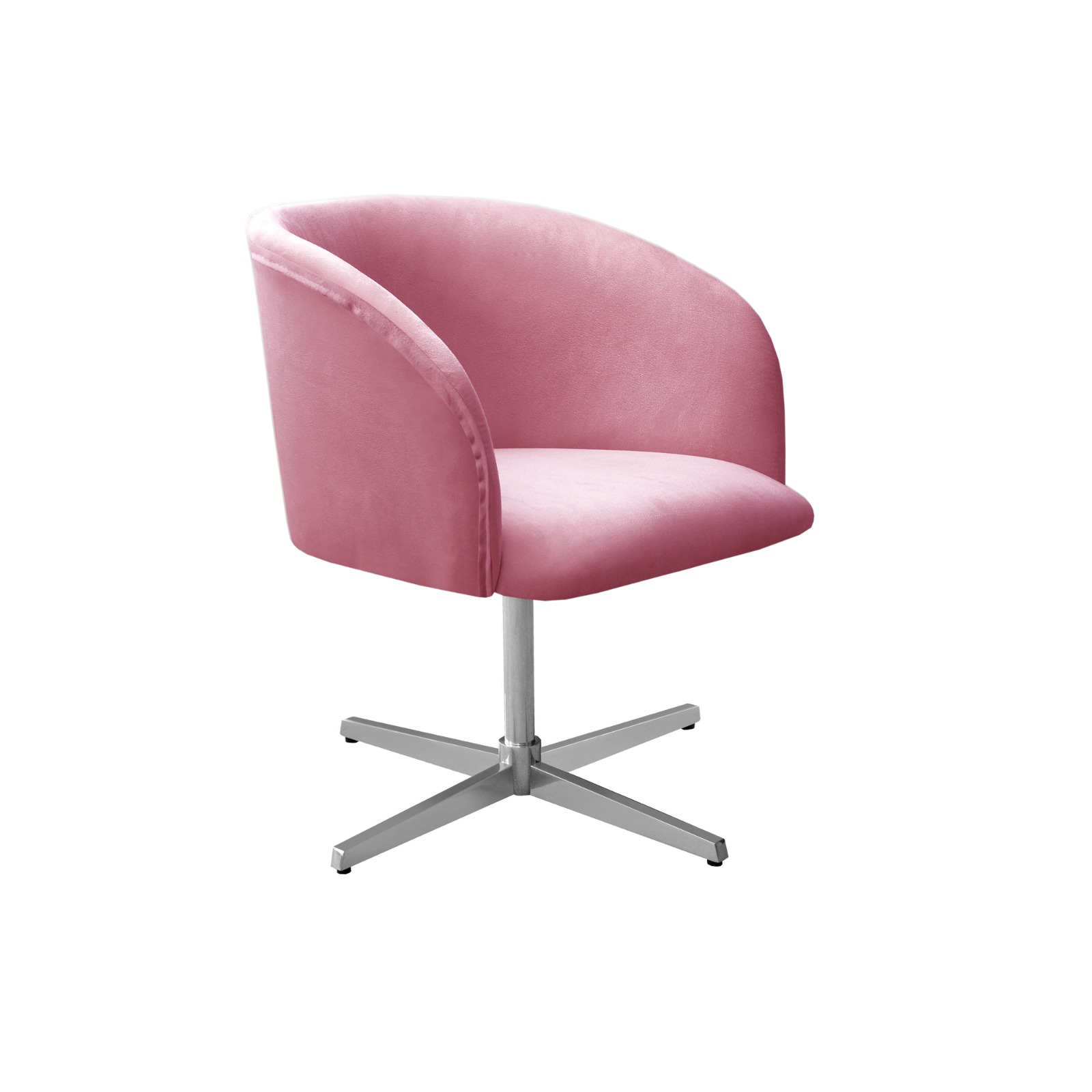 Poltrona Atenas Giratória De Alumínio - Suede Rosa