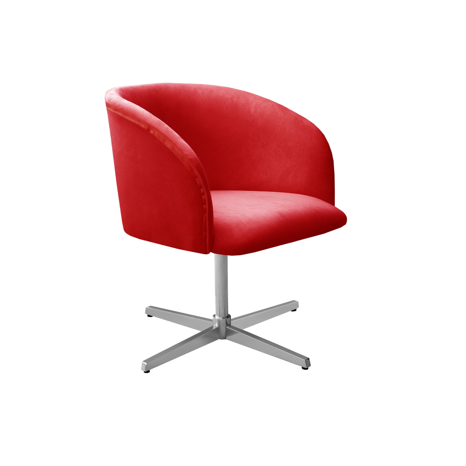 Poltrona Atenas Giratória De Alumínio - Suede Vermelho