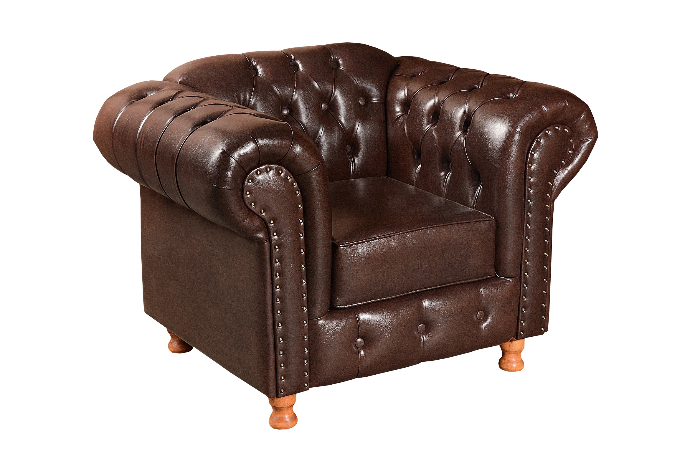 Poltrona Chesterfield Capitonê Luís Xv Com Molas - Couríssimo Marrom