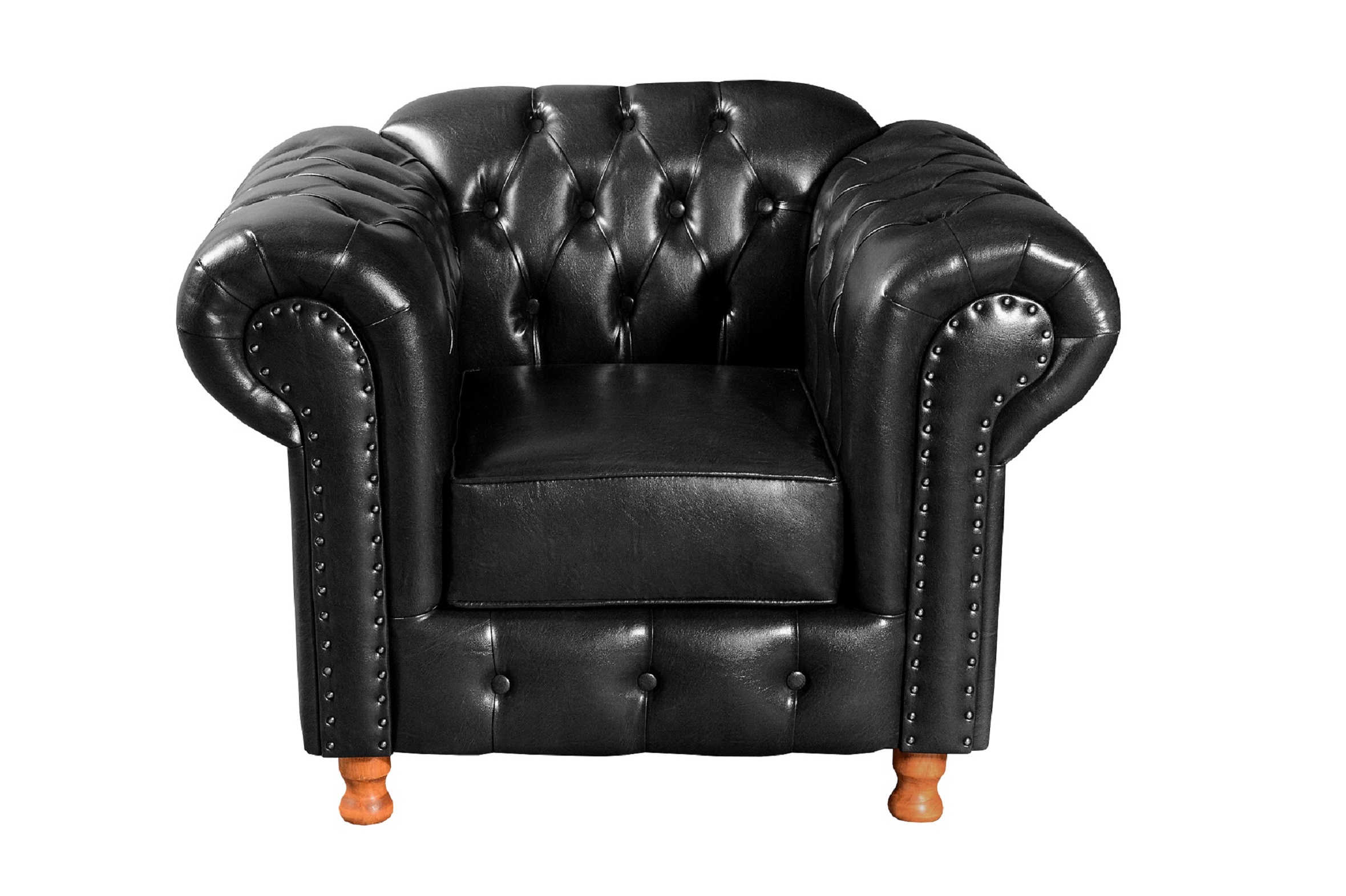 Poltrona Chesterfield Capitonê Luís Xv Com Molas - Couríssimo Preto