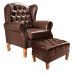 Poltrona Chesterfield Com Puff Imperador Para Sala Quarto Leitura - Couríssimo Café