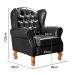 Poltrona Chesterfield Com Puff Imperador Para Sala Quarto Leitura - Couríssimo Preto