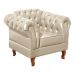 Poltrona Chesterfield Dom Pedro Vintage Retrô Capitonê Couro Bege
