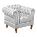 Poltrona Chesterfield Dom Pedro Vintage Retrô Capitonê Couro Branco