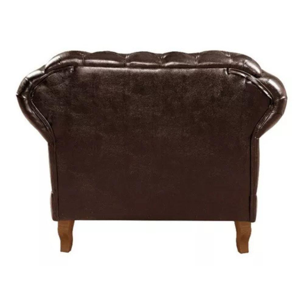 Poltrona Chesterfield Dom Pedro Vintage Retrô Capitonê Couro Marrom