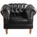 Poltrona Chesterfield Dom Pedro Vintage Retrô Capitonê Couro Preto