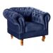 Poltrona Chesterfield Dom Pedro Vintage Retrô Capitonê Suede Azul Marinho