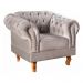 Poltrona Chesterfield Dom Pedro Vintage Retrô Capitonê Veludo Capuccino