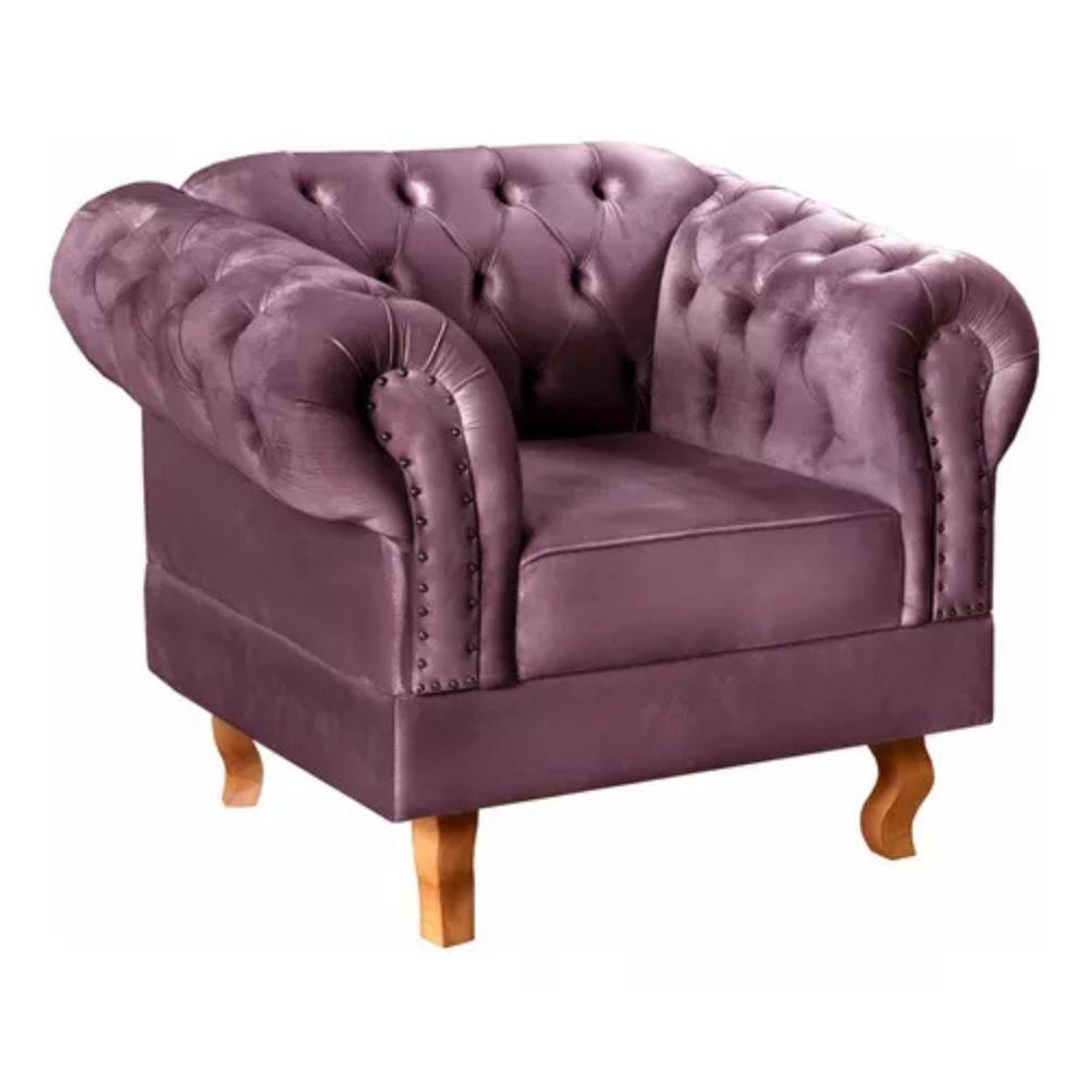 Poltrona Chesterfield Dom Pedro Vintage Retrô Capitonê Veludo Roxo