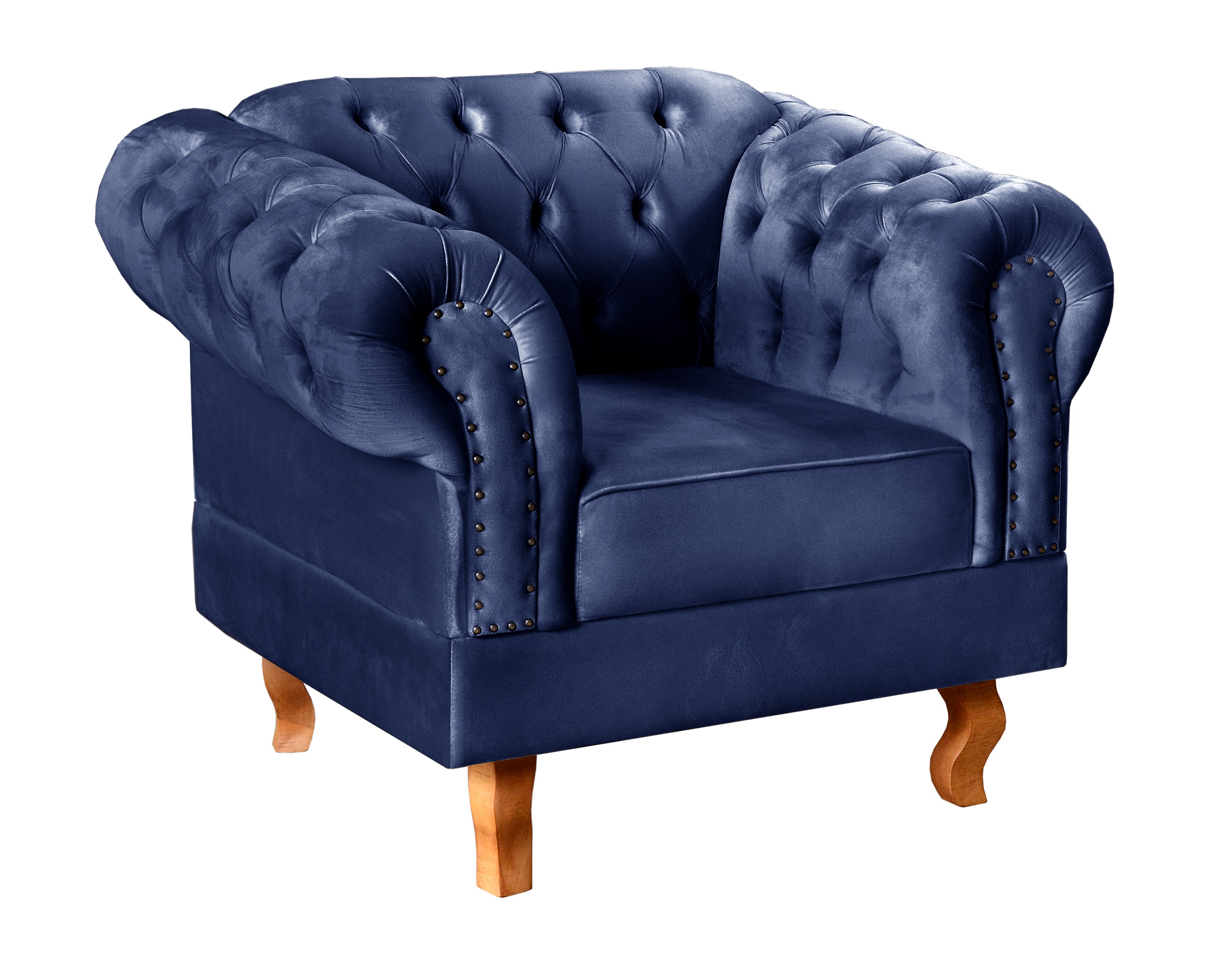 Poltrona Chesterfield Duque Dom Pedro Com Capitonê - Azul