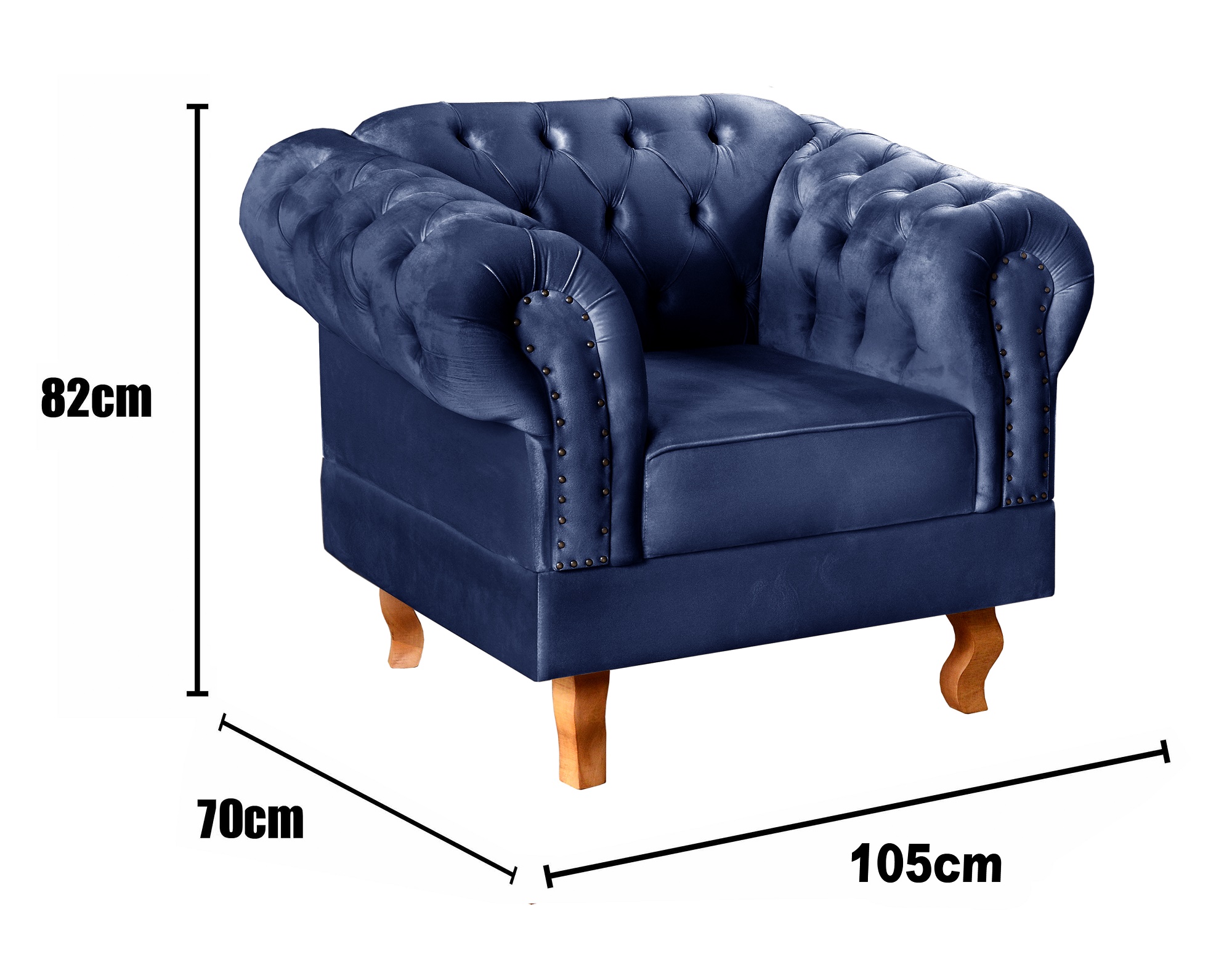 Poltrona Chesterfield Duque Dom Pedro Com Capitonê - Azul