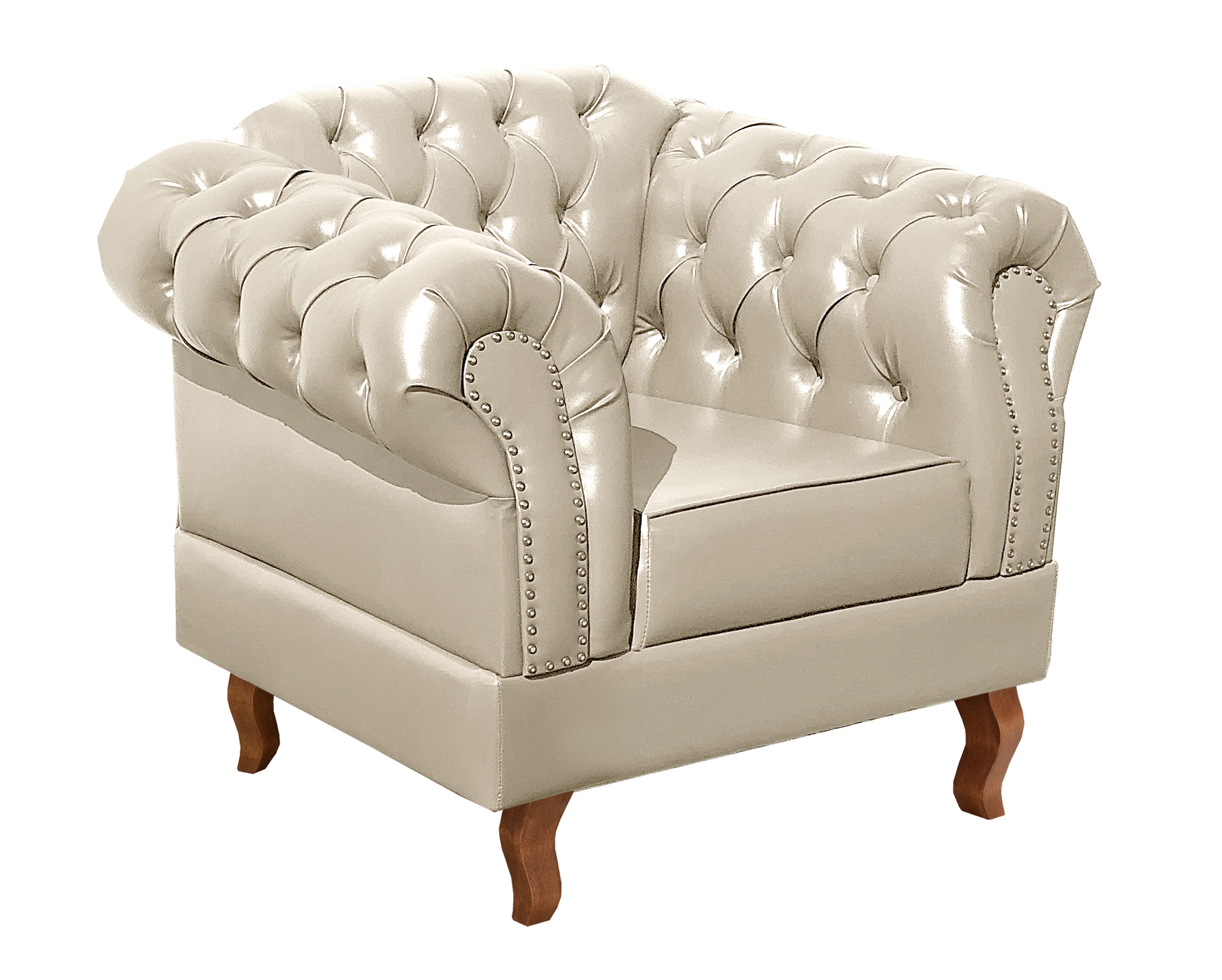 Poltrona Chesterfield Duque Dom Pedro Com Capitonê - Bege