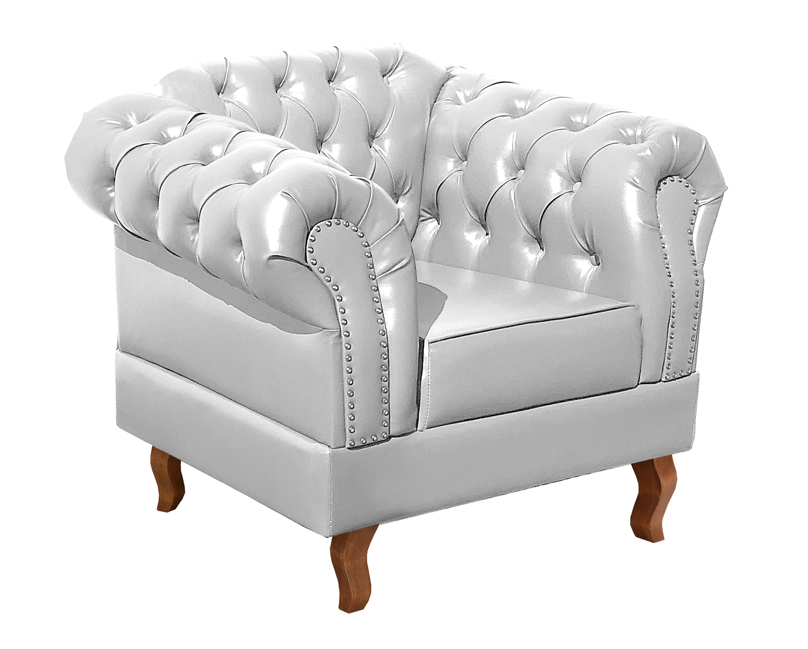 Poltrona Chesterfield Duque Dom Pedro Com Capitonê - Branco