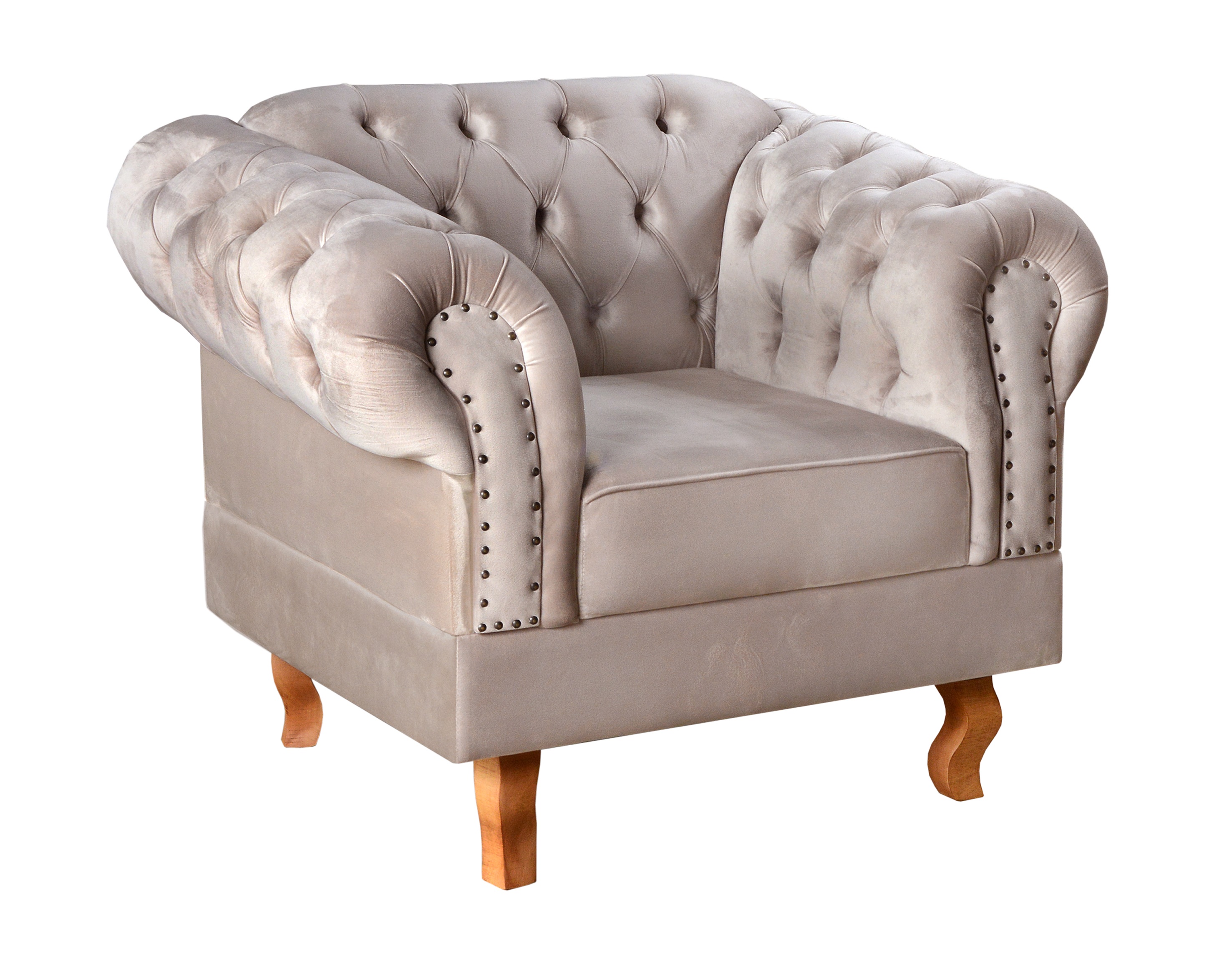 Poltrona Chesterfield Duque Dom Pedro Com Capitonê - Capuccino