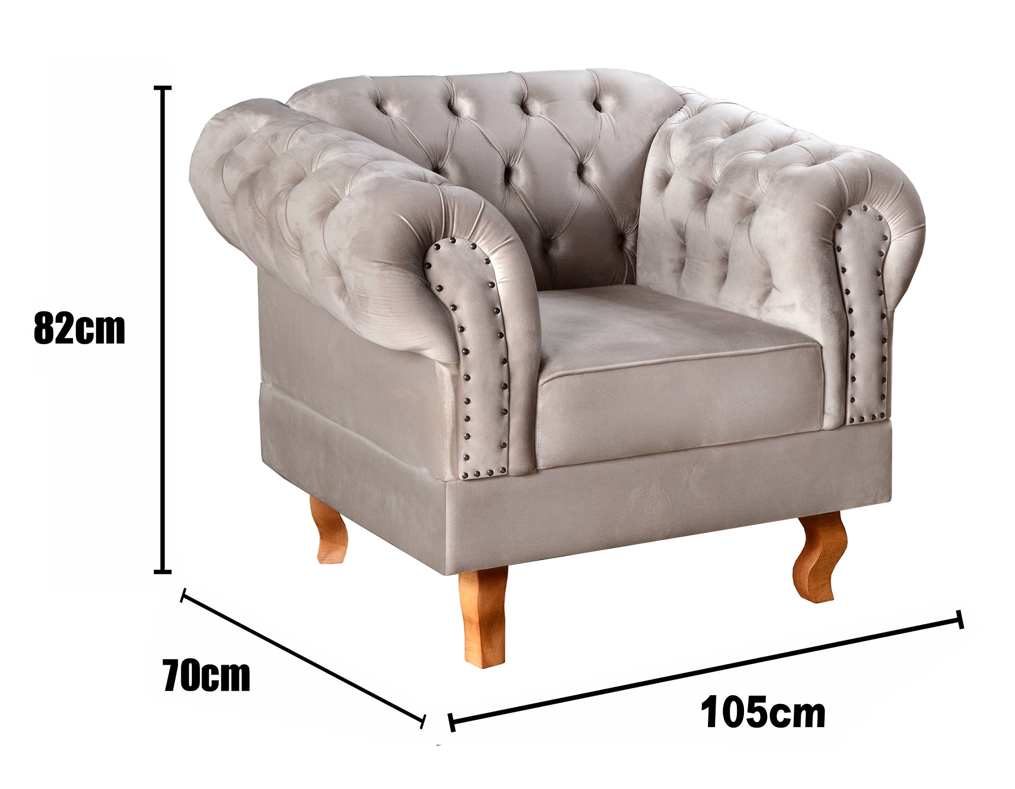 Poltrona Chesterfield Duque Dom Pedro Com Capitonê - Capuccino