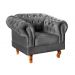 Poltrona Chesterfield Duque Dom Pedro Com Capitonê - Cinza