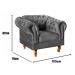 Poltrona Chesterfield Duque Dom Pedro Com Capitonê - Cinza