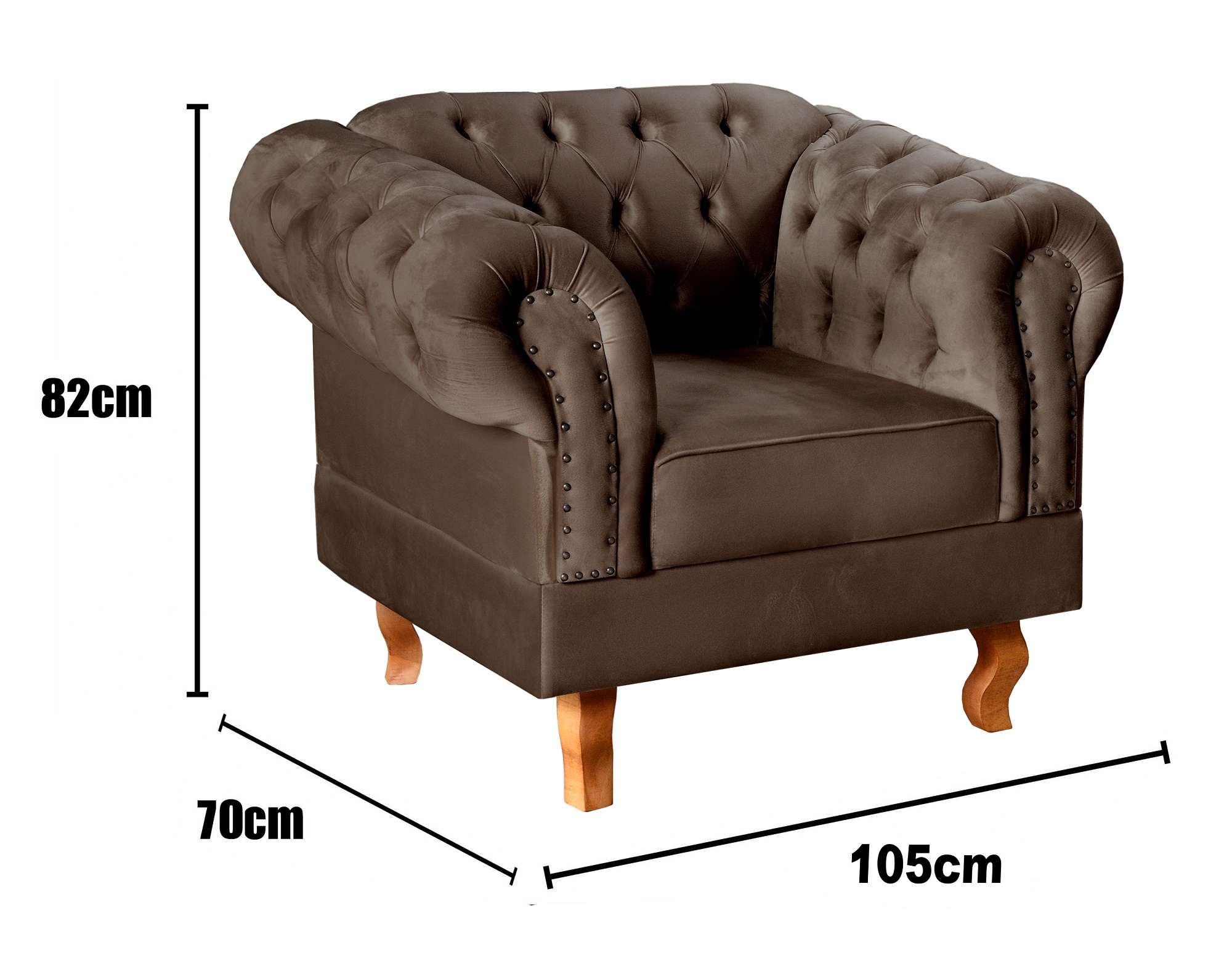 Poltrona Chesterfield Duque Dom Pedro Com Capitonê - Marrom