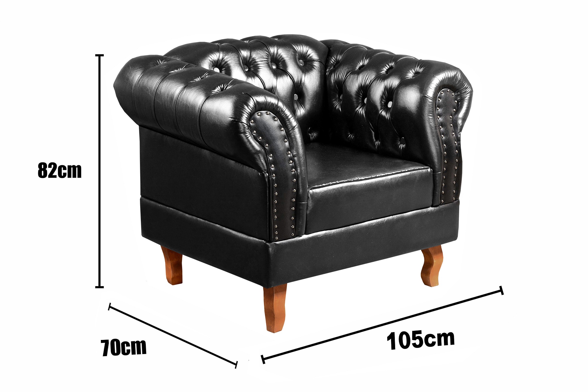Poltrona Chesterfield Duque Dom Pedro Com Capitonê - Preto