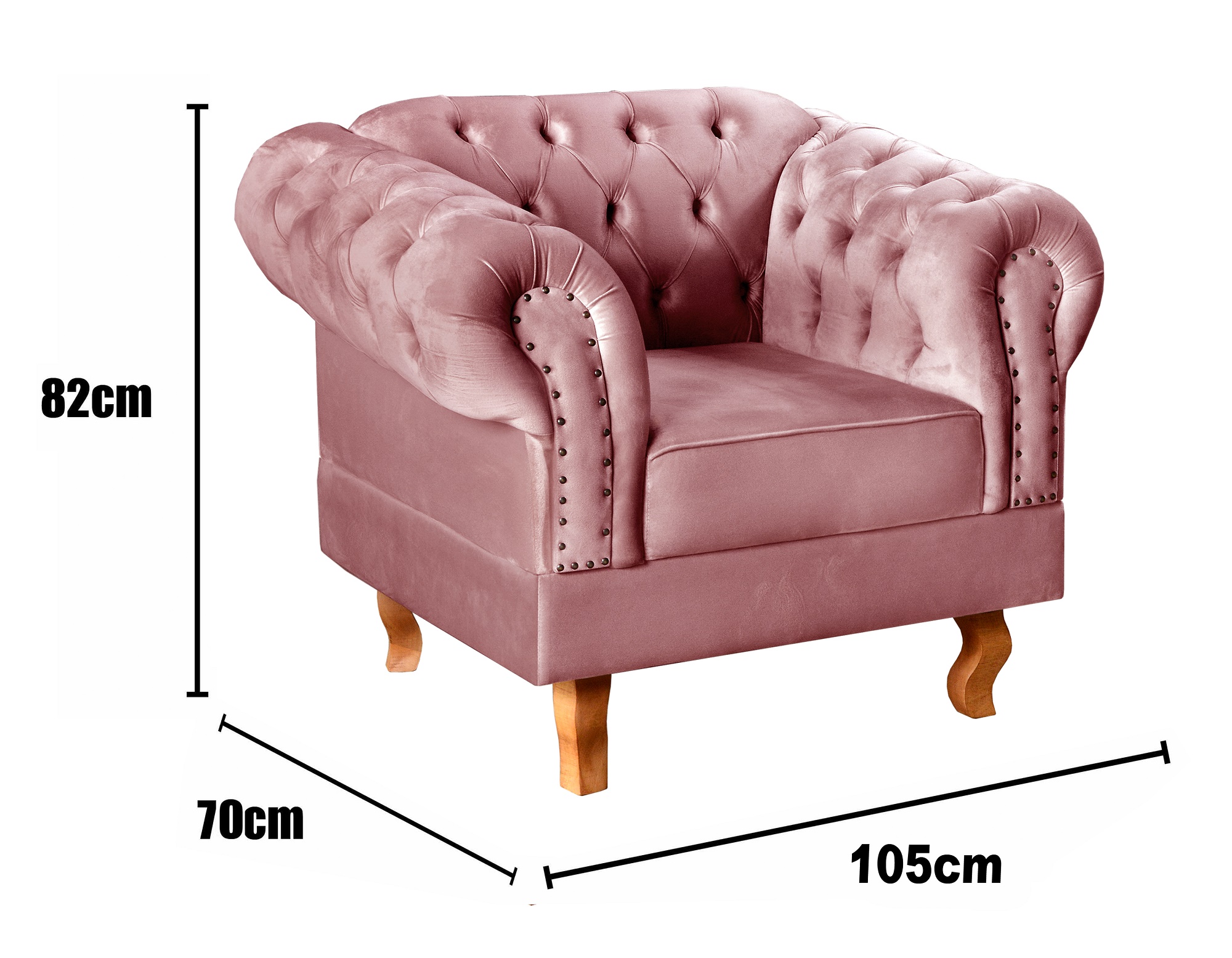 Poltrona Chesterfield Duque Dom Pedro Com Capitonê - Rosê