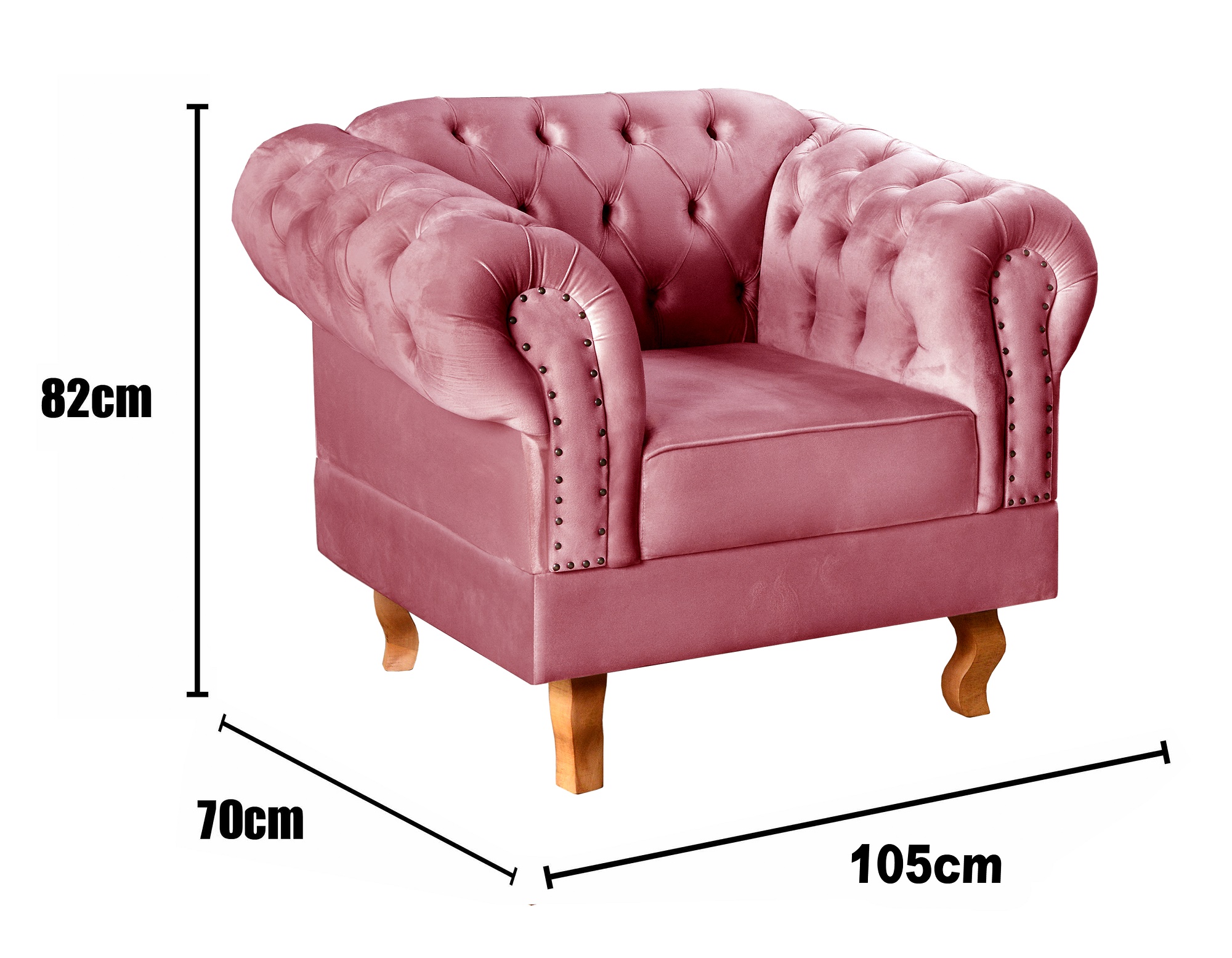 Poltrona Chesterfield Duque Dom Pedro Com Capitonê - Rosa
