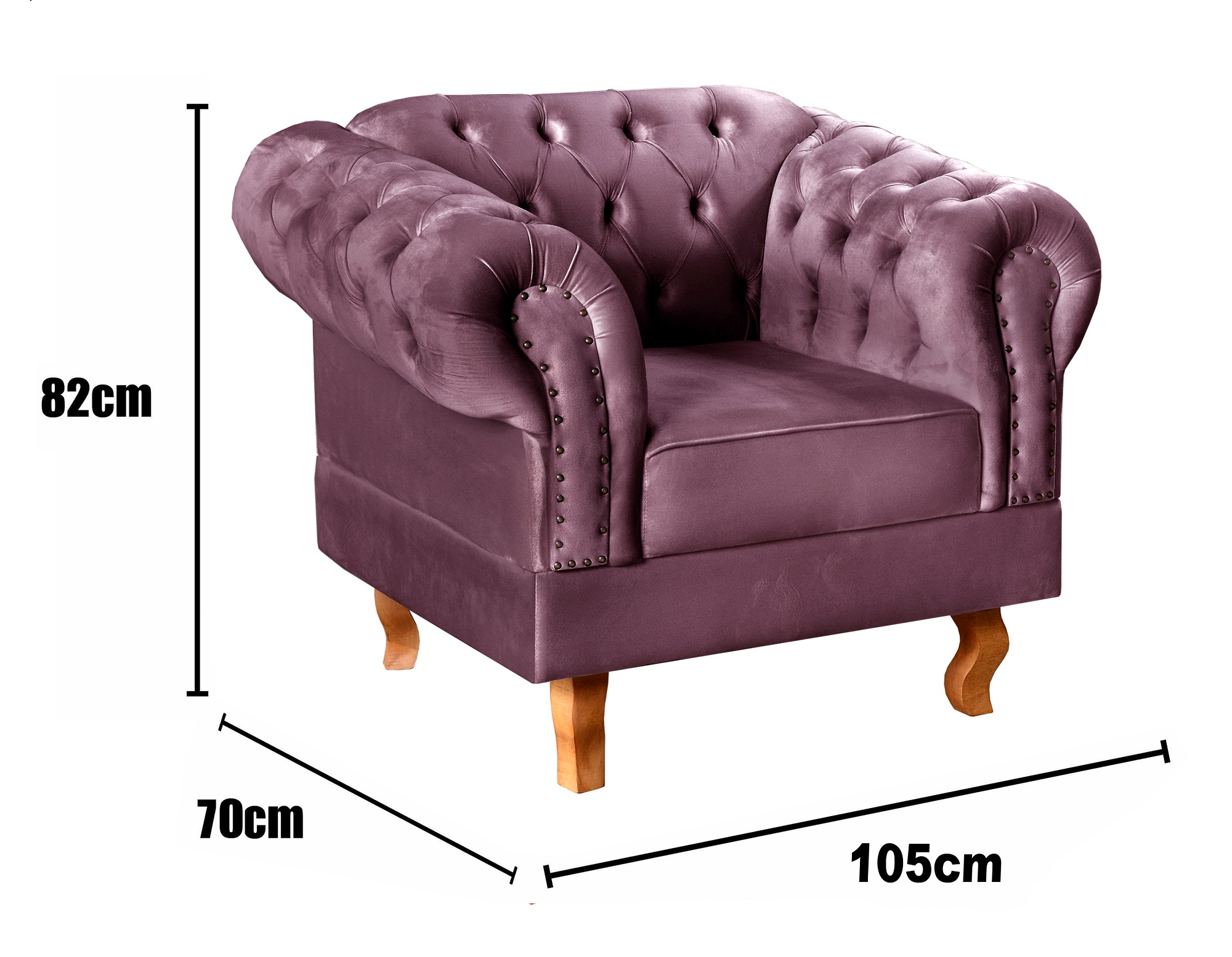Poltrona Chesterfield Duque Dom Pedro Com Capitonê - Roxo