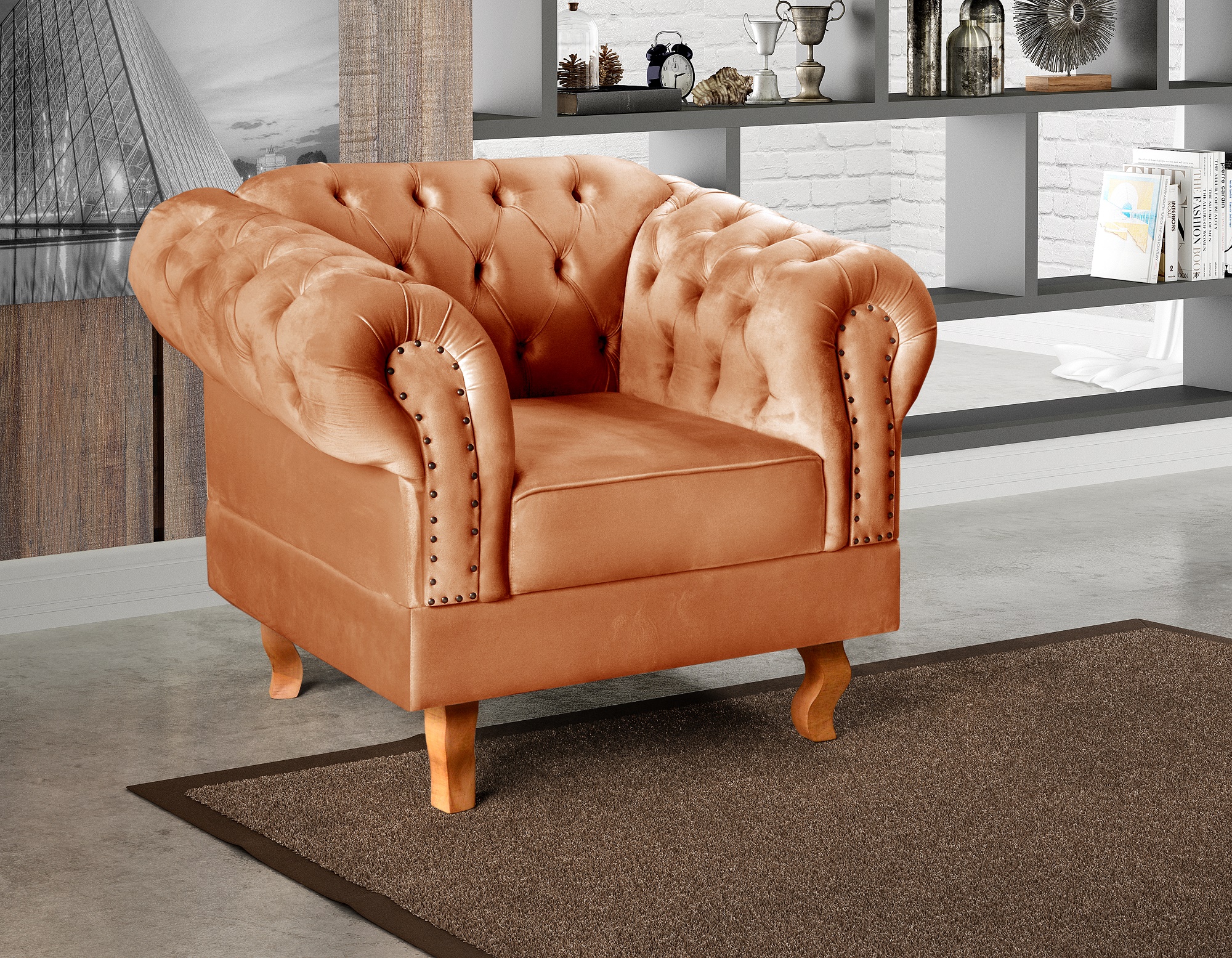 Poltrona Chesterfield Duque Dom Pedro Com Capitonê - Terracota