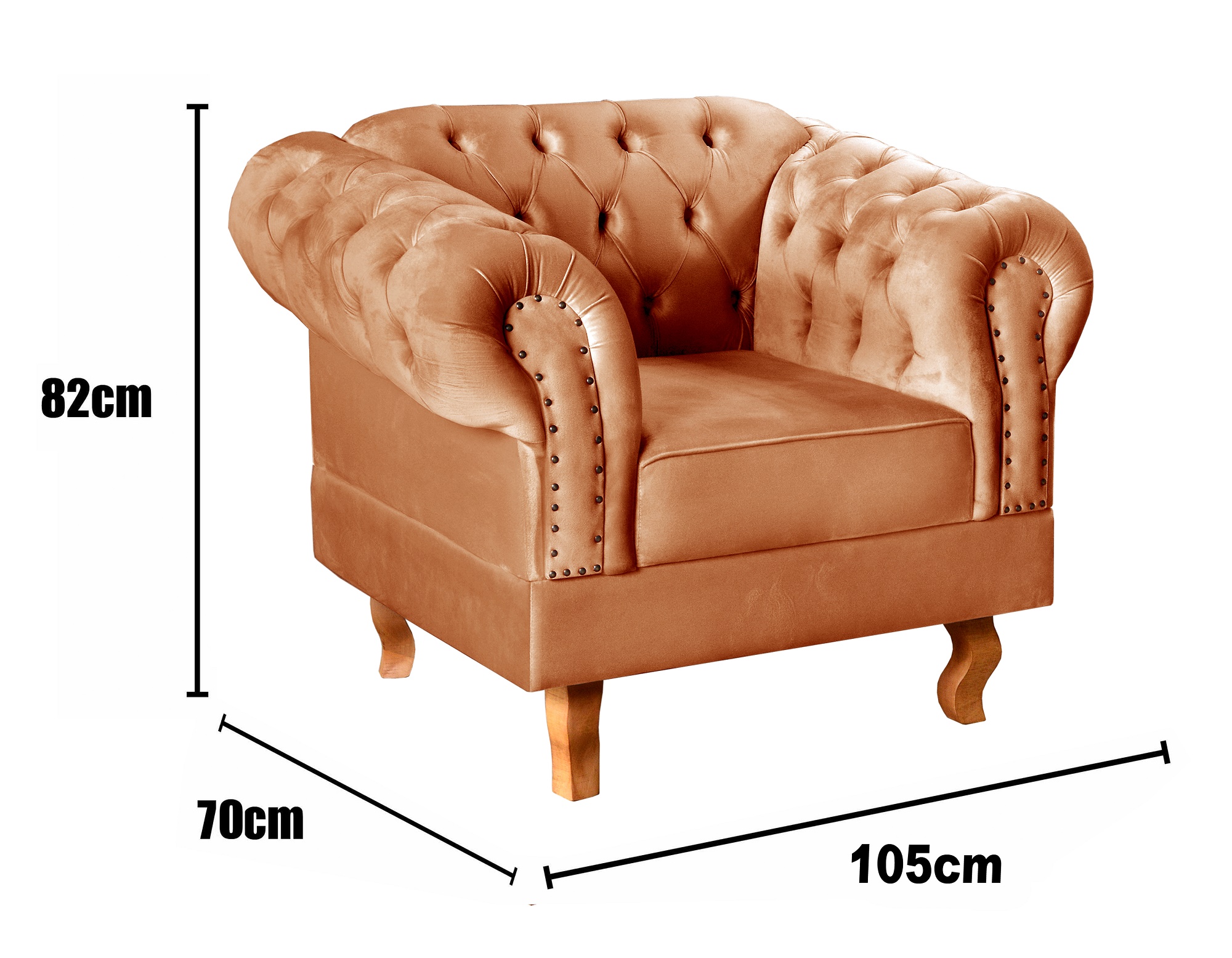 Poltrona Chesterfield Duque Dom Pedro Com Capitonê - Terracota