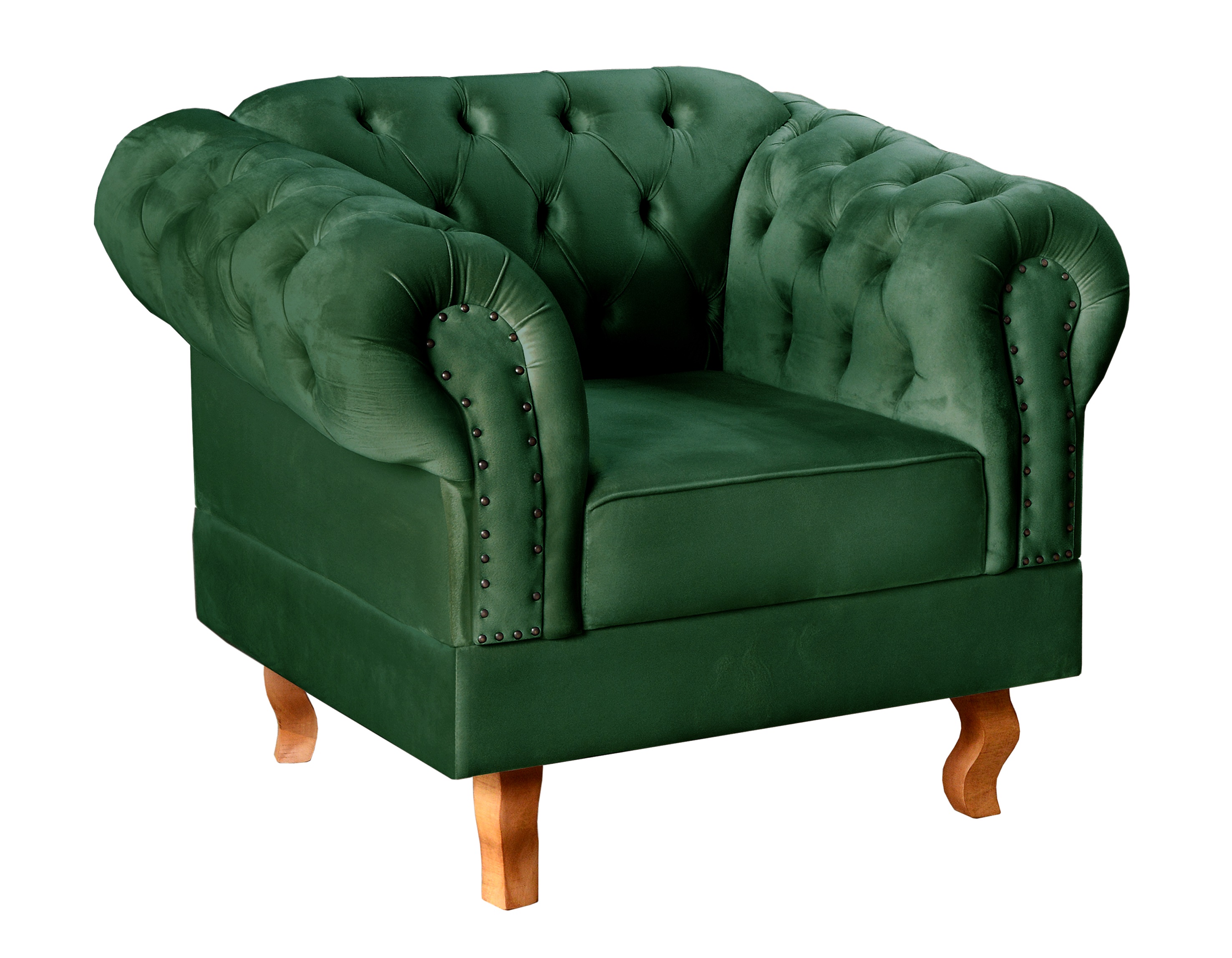 Poltrona Chesterfield Duque Dom Pedro Com Capitonê - Verde