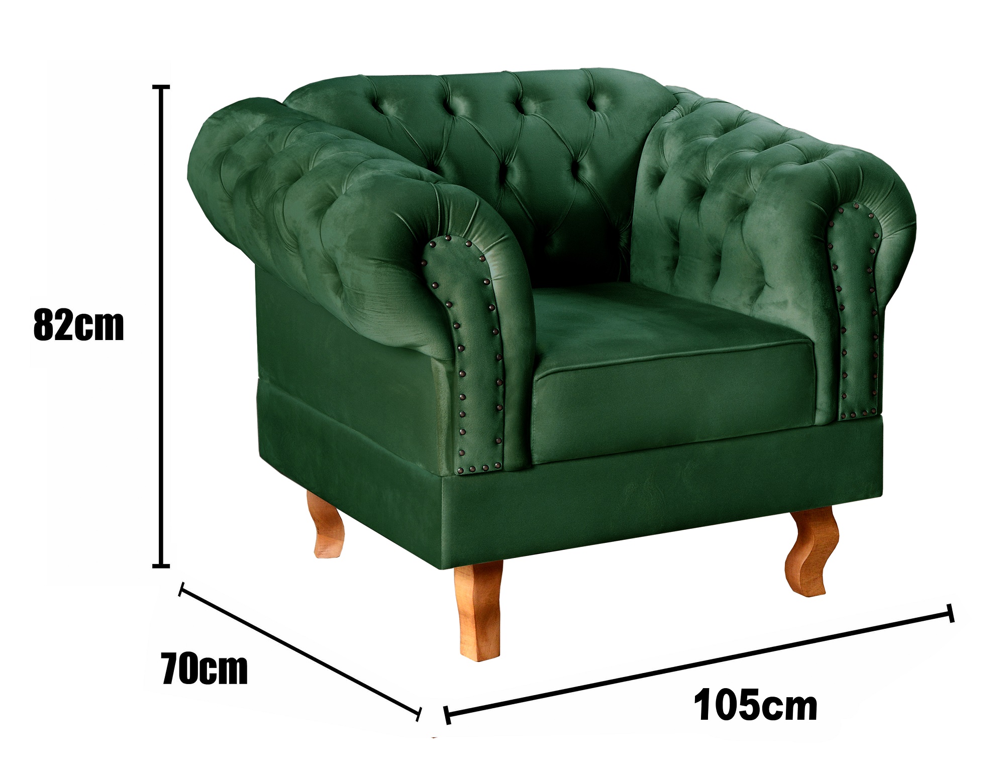 Poltrona Chesterfield Duque Dom Pedro Com Capitonê - Verde