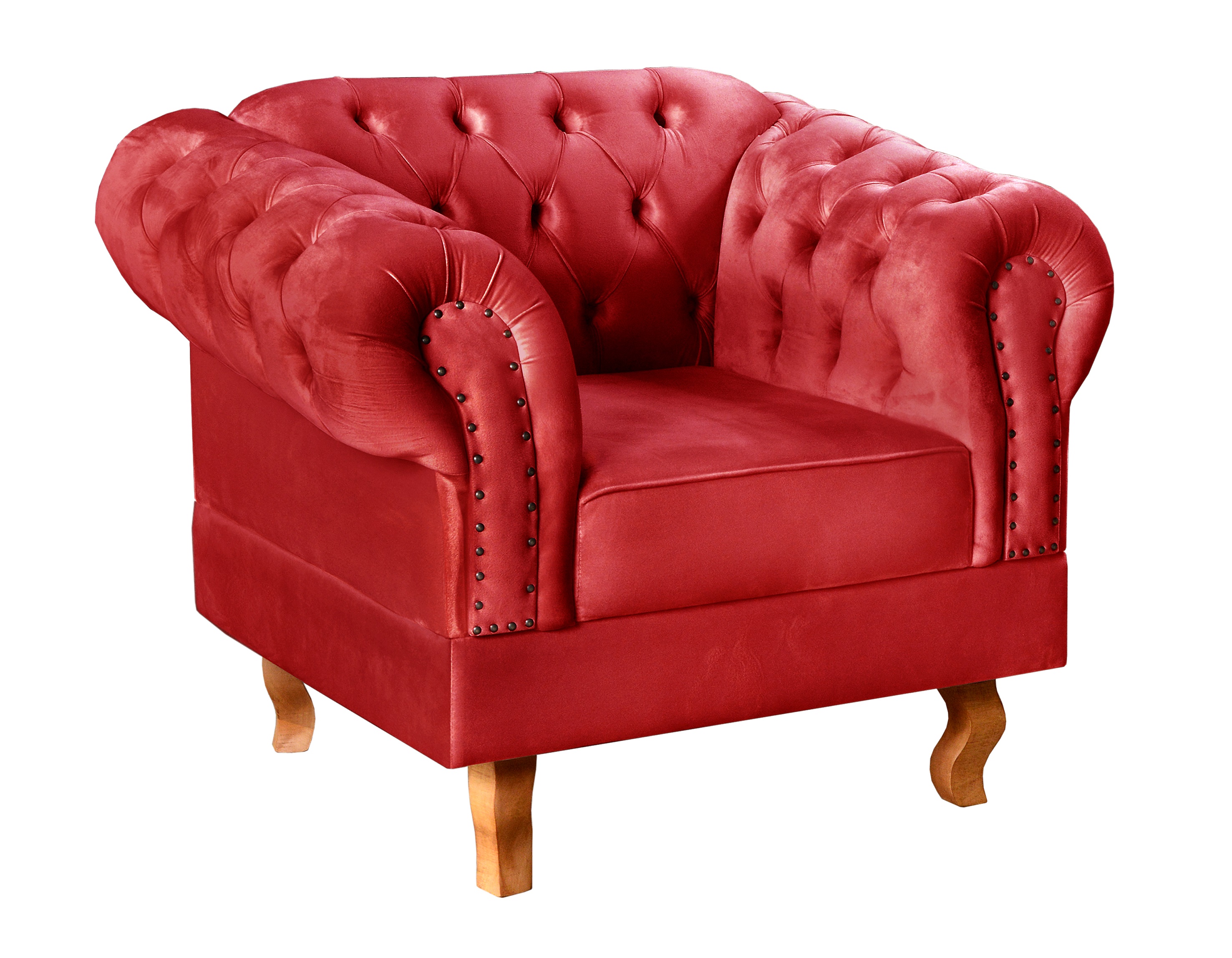 Poltrona Chesterfield Duque Dom Pedro Com Capitonê - Vermelho