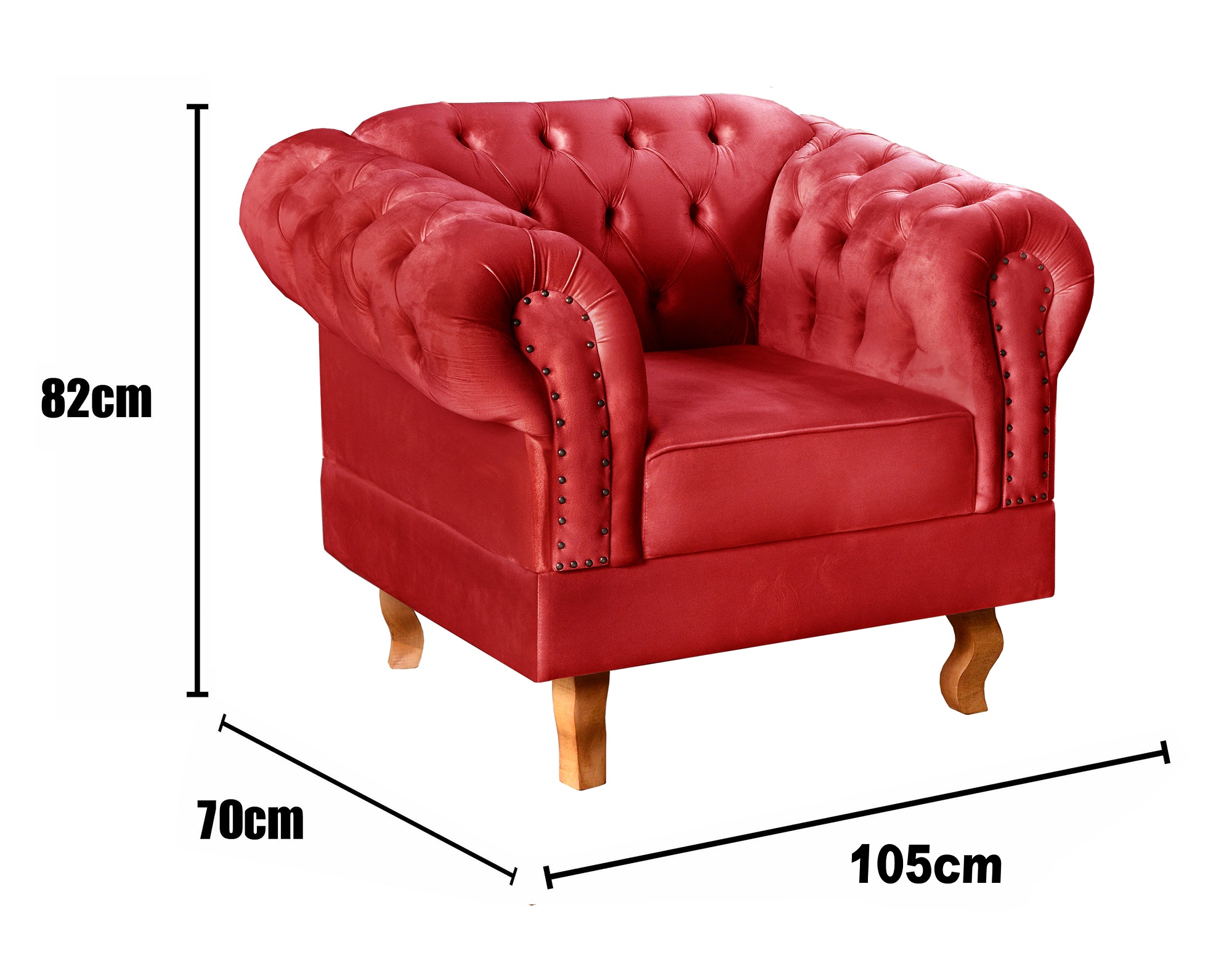 Poltrona Chesterfield Duque Dom Pedro Com Capitonê - Vermelho