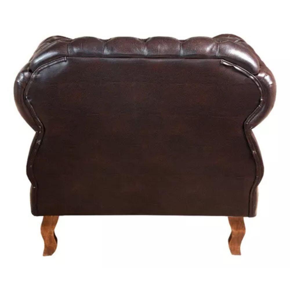 Poltrona Chesterfield Duquesa Vintage Retrô Capitonê Couro Marrom