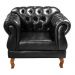 Poltrona Chesterfield Duquesa Vintage Retrô Capitonê Couro Preto
