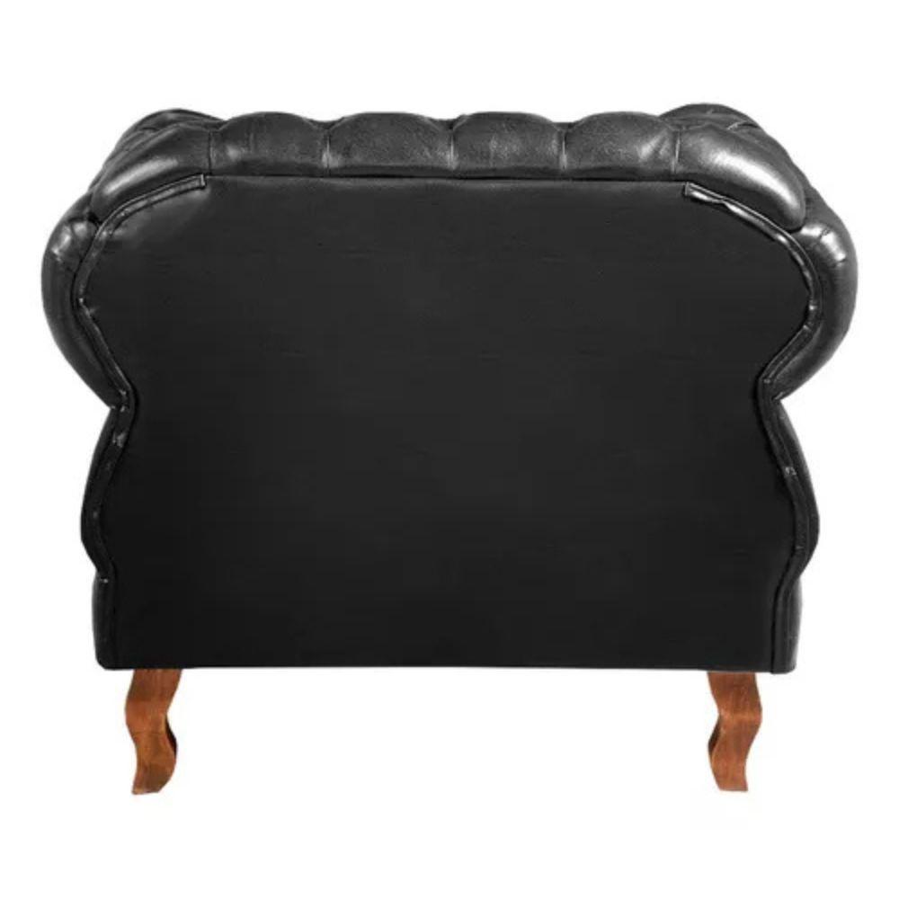 Poltrona Chesterfield Duquesa Vintage Retrô Capitonê Couro Preto