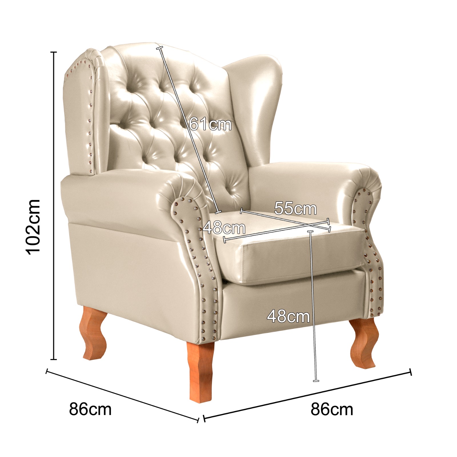 Poltrona Chesterfield Imperador Berger - Couríssimo Bege