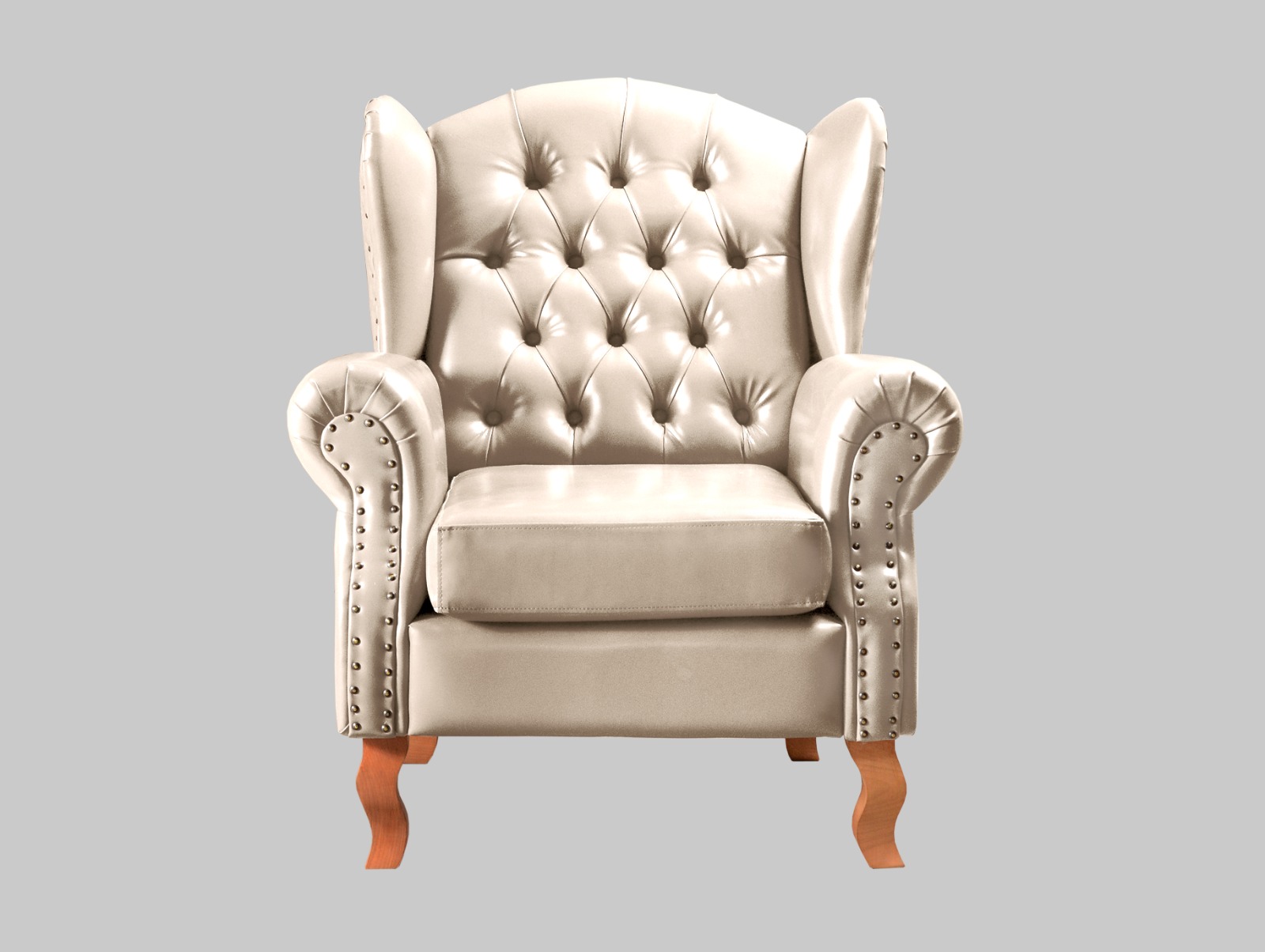 Poltrona Chesterfield Imperador Berger - Couríssimo Bege