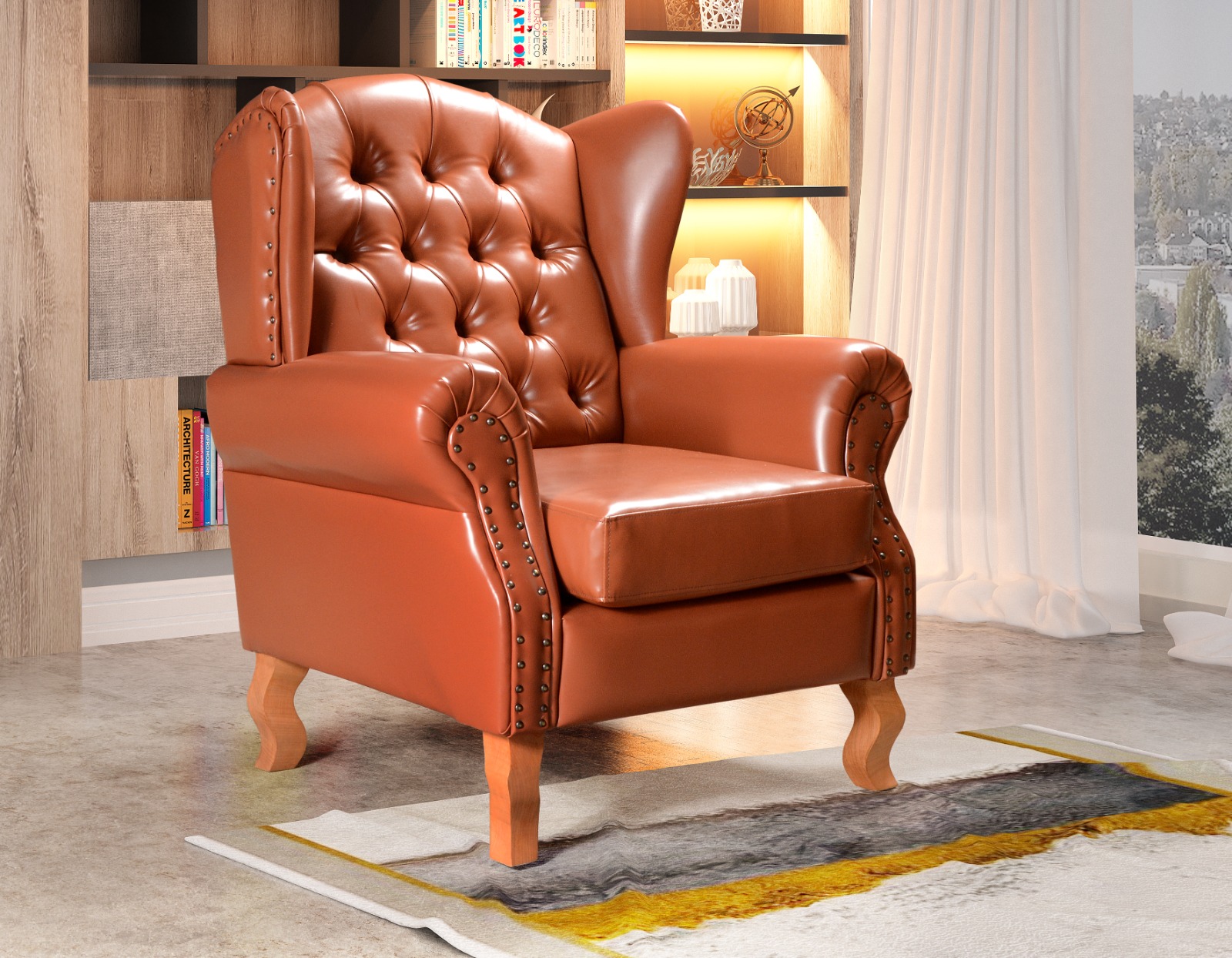 Poltrona Chesterfield Imperador Berger - Couríssimo Caramelo