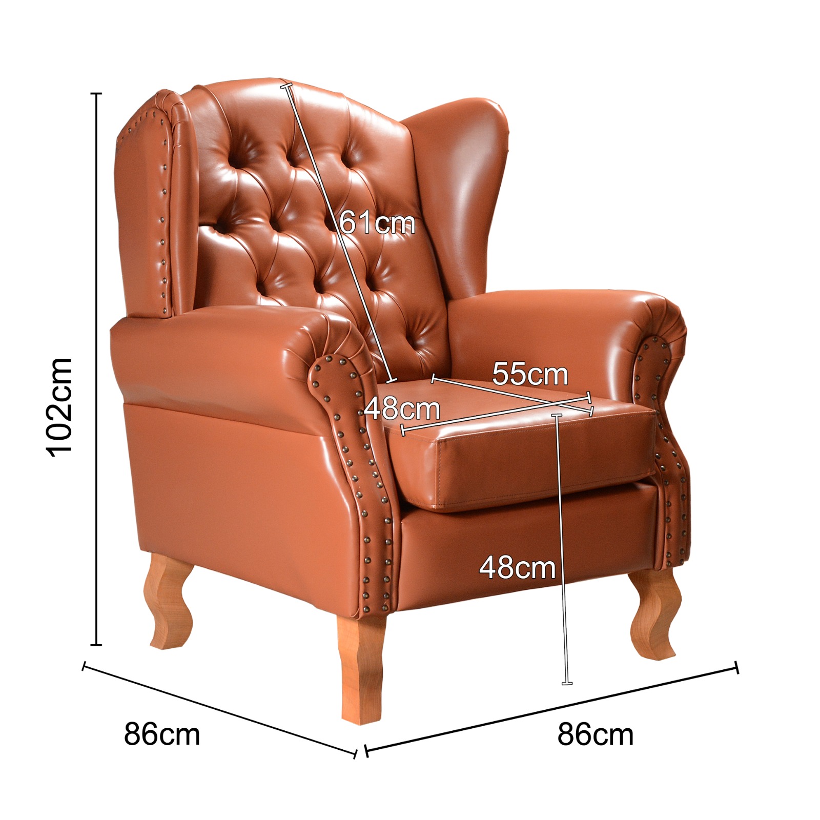 Poltrona Chesterfield Imperador Berger - Couríssimo Caramelo