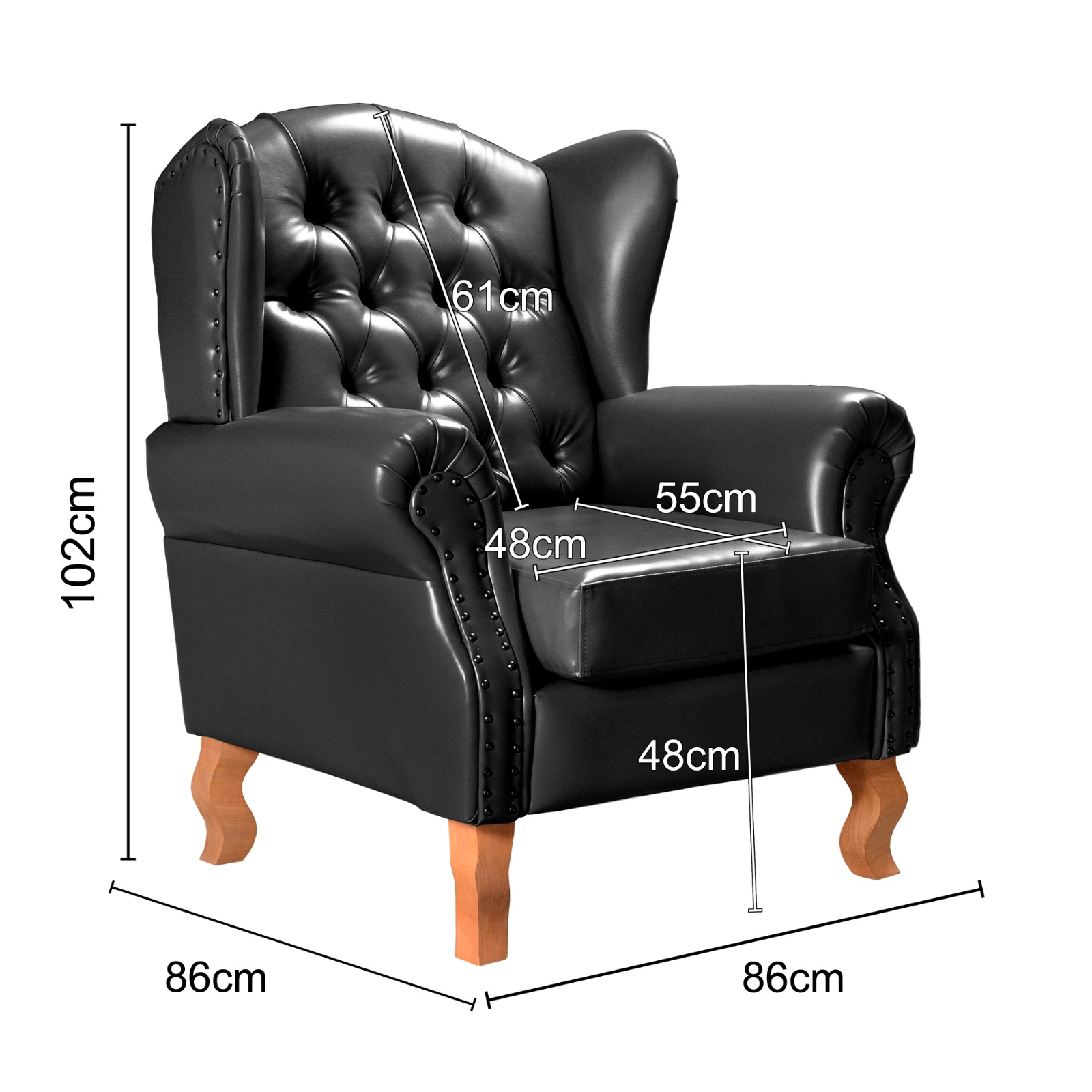 Poltrona Chesterfield Imperador Berger - Couríssimo Preto